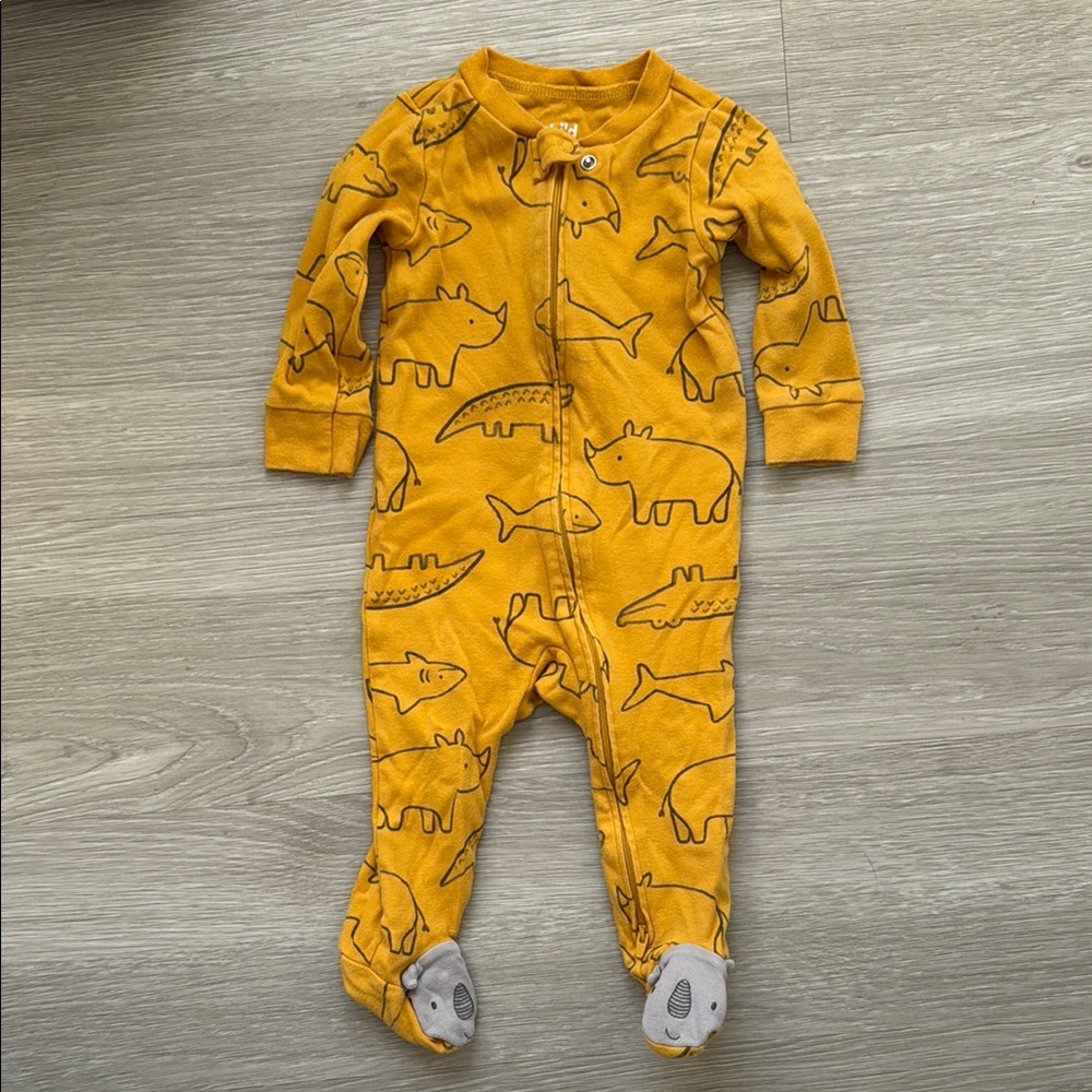 Yellow Animal Print Kids One Piece